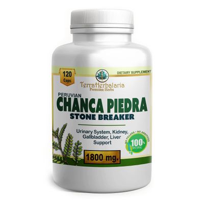 Chanca Piedra Stone Breaker Made in USA with Premium Chanca Piedra from Peru 1800 mg Stone Dissolver Crusher, Kidney &amp; Gallbladder Support Liver Support, Flush,120 Vegetarian Soft Capsules