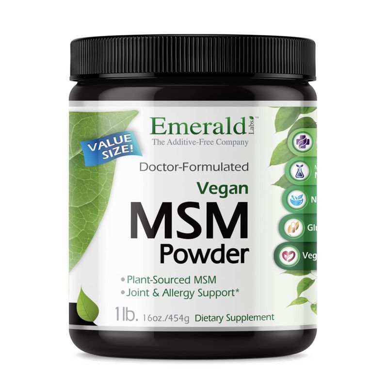 Emerald Labs MSM Powder - Plant-Sourced Methylsulfonylmethane Supplement for Liver Detox, Joint Health, Skin Health &amp; More - Vegan, Gluten-Free - 16 oz