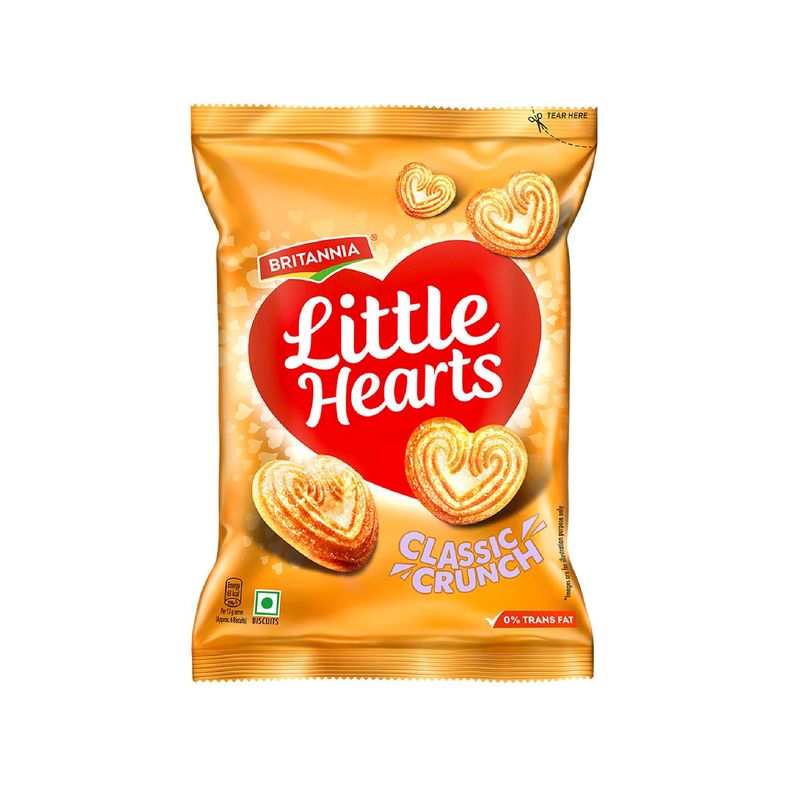 Britannia Little Hearts Biscuits 2.6oz 75g - Soft and Delicious Biscuits - Kids Favorite Cookies Pack of 1