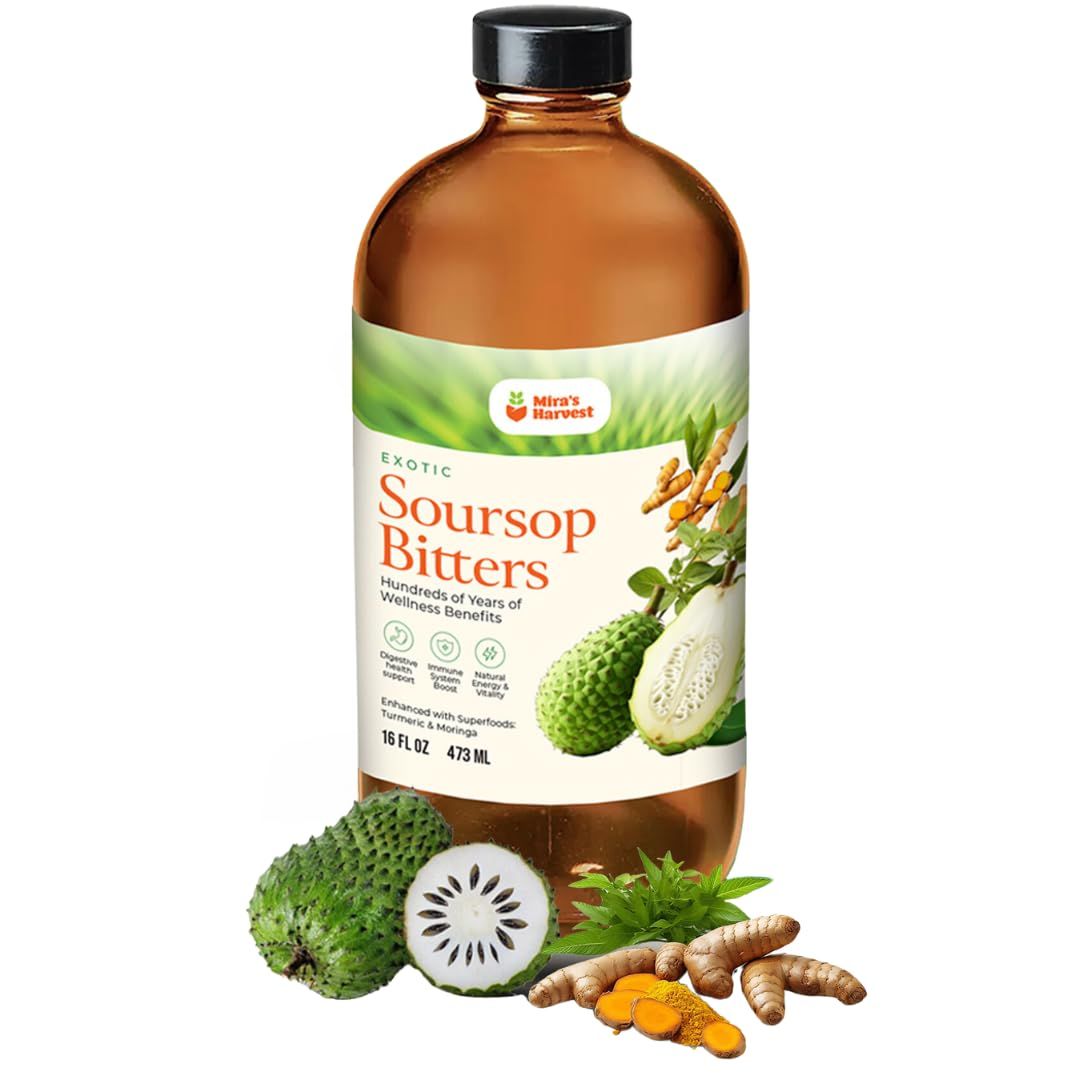 Miras Harvest Soursop Bitters Liquid 16oz Premium Grade for Immune Boost