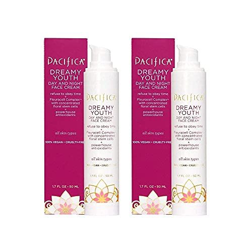 Pacifica Beauty Dreamy Youth Day and Night Face Cream - 1.7 Fl Oz Pack of 2- Moisturizer - For Dry and Aging Skin - Peptides, Grapeseed Oil, Floral Stem Cells - Sulfate Paraben Free - Vegan and Cru...