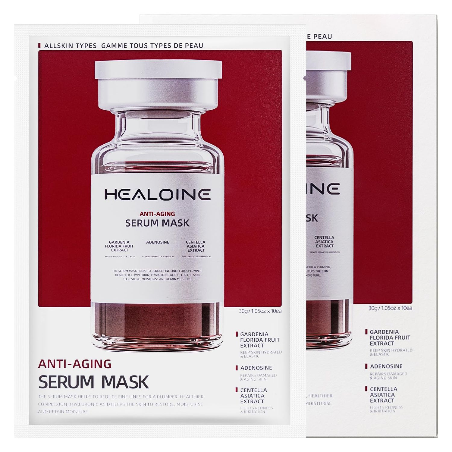 HEALOINE Serum Mask Rice Nature Facial Mask Real Collagen Hydrating Firming Elasticity Overnight Trend Items Korean Skin Care 30g10Sheet