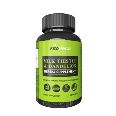 FitoHerbs Milk Thistle &amp; Dandelion 1000Mg - Digestive Health Support - Liver Detox Health Capsules - Vegan Milk Thistle Herbal Supplements - High-Potency Antioxidant Pills - 90 Count