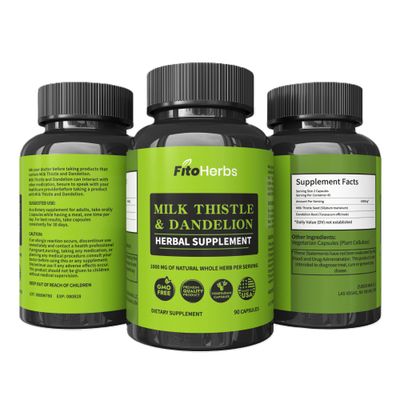 FitoHerbs Milk Thistle & Dandelion 1000Mg - Digestive Health Support - Liver Detox Health Capsules - Vegan Milk Thistle Herbal Supplements - High-Potency Antioxidant Pills - 90 Count