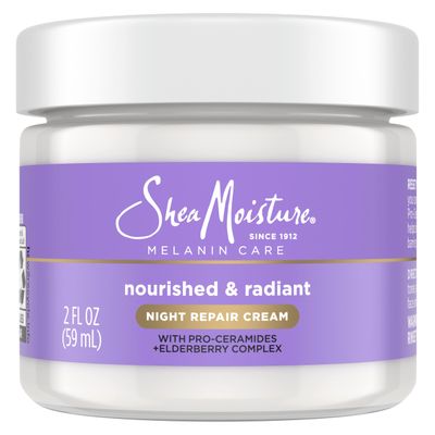 SheaMoisture Melanin Care Night Repair Cream Nourished &amp; Radiant for Strengthening Skin&#39;s Moisture Barrier, with Pro-Ceramides Elderberry Complex, 2 oz