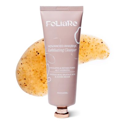 Foliare AHABHA Exfoliating Gel Cleanser Deep Pore Cleanser with Glycolic &amp; Salicylic Acid Organic Oils &amp; Citrus Scent Face Exfoliator for Acne Control, Blackheads, &amp; Radiant Skin 4 fl oz