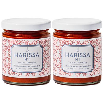 Villa Jerada, Harissa No. 1, 6 oz, Fiery Moroccan Hot Sauce with Preserved Lemon, The Perfect Amount of Savory, Tang, and Spice to Any Meal, HARISSA - 2 JARS
