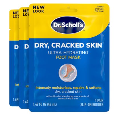Dr. Scholl&#39;s Dry, Cracked Skin, Ultra Hydrating Foot Mask, 3 Pairs Moisturizing Socks: Intensely Moisturizes Repairs and Softens Rough Dry Skin with Urea &amp; Essential Oils for Dry Cracked Feet