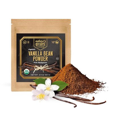 Nature&#39;s Greatest Organic Madagascar Ground Vanilla Bean Powder - Pure, All-Natural, Gluten-Free, Kosher &amp; Organic Certified, Premium Quality for Baking, Coffee, Desserts, Ice Cream &amp; More 2.11oz