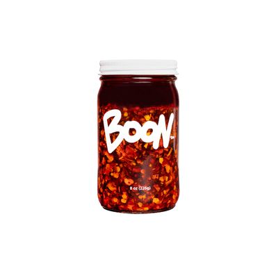 Boon Sauce Chili Oil, 8 Ounces, Spicy Chili Oil with Garlic, Anchovies and Shallots