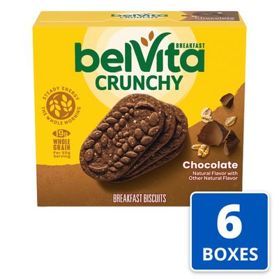 belVita Chocolate Breakfast Biscuits, 30 Total Packs, 6 Boxes 4 Biscuits Per Pack