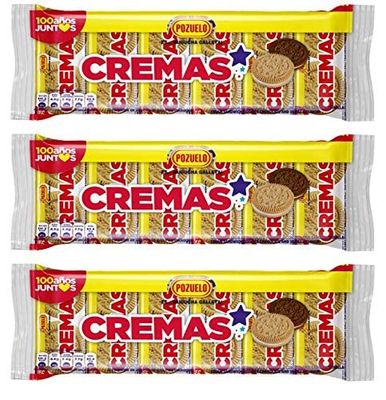 Pozuelo Cremas Star Cookies Vanilla &amp; Chocolate Flavor Vanilla Cream 10.58 Oz Pack of 3
