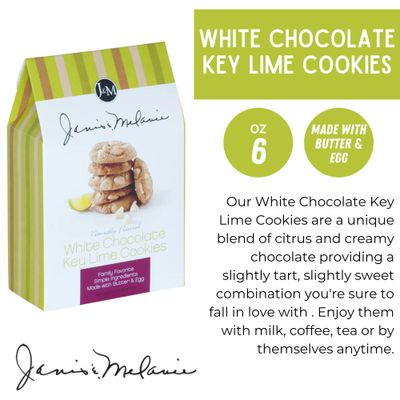 J&amp;M Foods White Chocolate Key Lime Cookies, Tangy &amp; Sweet Citrus Flavor, For Snacking, Desserts, &amp; Gift-Giving, Delicious Treats, 6 oz, 2 Pack