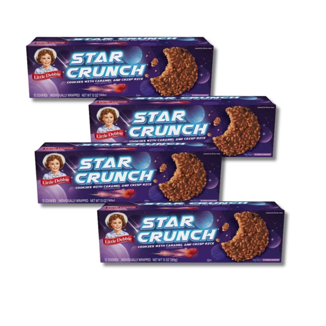 Star Crunch Cookies with Caramel and Crisp Rice, 13 oz, Pack of 4
