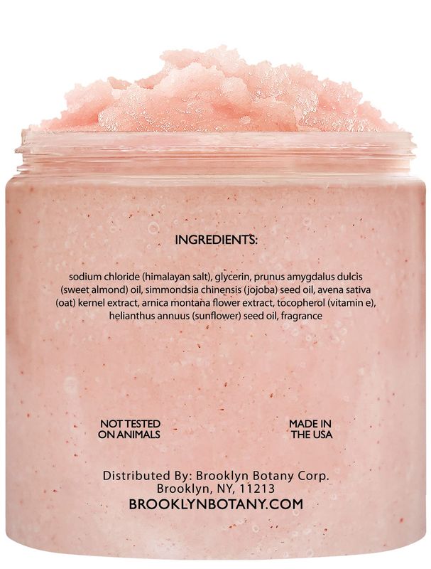 Brooklyn Botany Himalayan Salt Body Scrub - Moisturizing and Exfoliating Body, Face, Hand, Foot Scrub - Fights Stretch Marks, Fine Lines, Wrinkles - Great Gifts for Women &amp; Men - 10 oz
