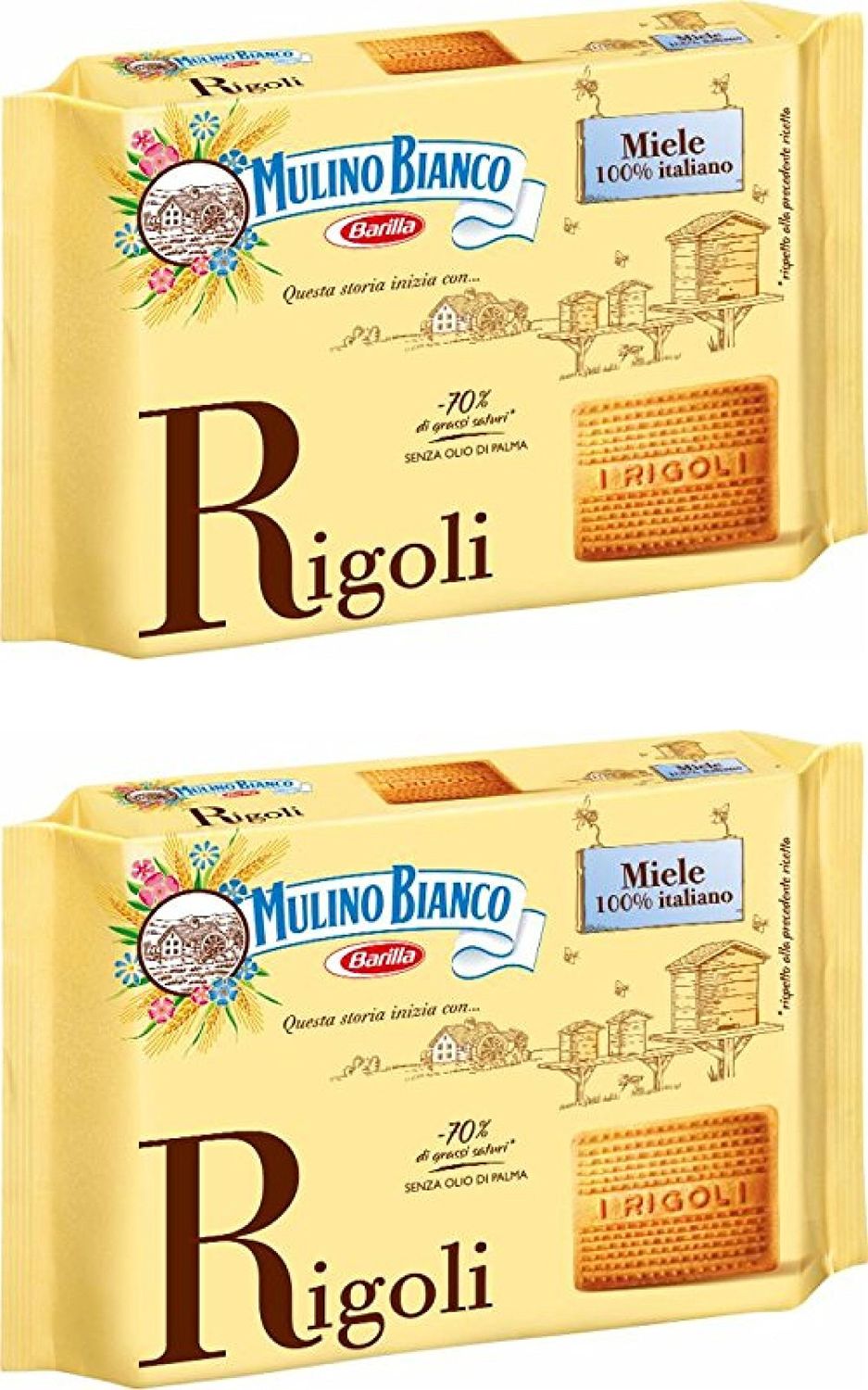 Mulino Bianco: Rigoli shortbread with Italian honey - 28.21 Oz 800g - Pack of 2 Italian Import
