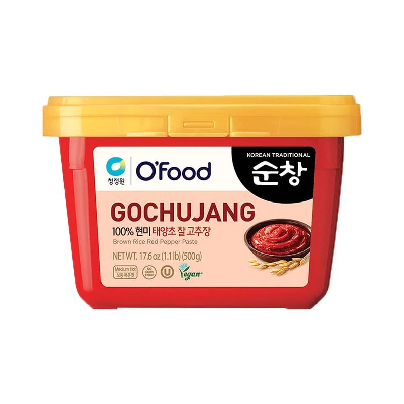 Chung Jung One O&#39;Food Medium Gochujang 1.1lb, Korean Red Chili Pepper Paste, Spicy, Sweet and Savory Sauce, Traditional Fermented Condiment, 100 Brown Rice, No Corn Syrup