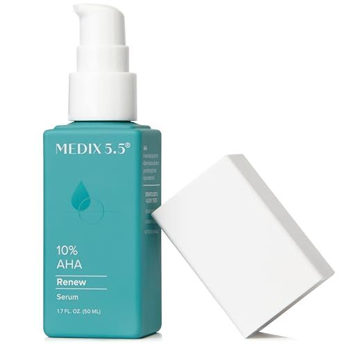 Medix 5.5 10 Glycolic Acid Lactic Acid Leave-On Exfoliating Skin Care Body Gel, AHA Exfoliant Body &amp; Face Serum Refines Softens Dry Dead Skin, Uneven Skin Tone, KP Bumps, &amp; Wrinkles, 1.7 Fl Oz