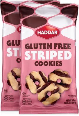Haddar Gluten Free Cookies, Fudge Striped, 6.75 2 Pack Grain Free Kosher Including Passover