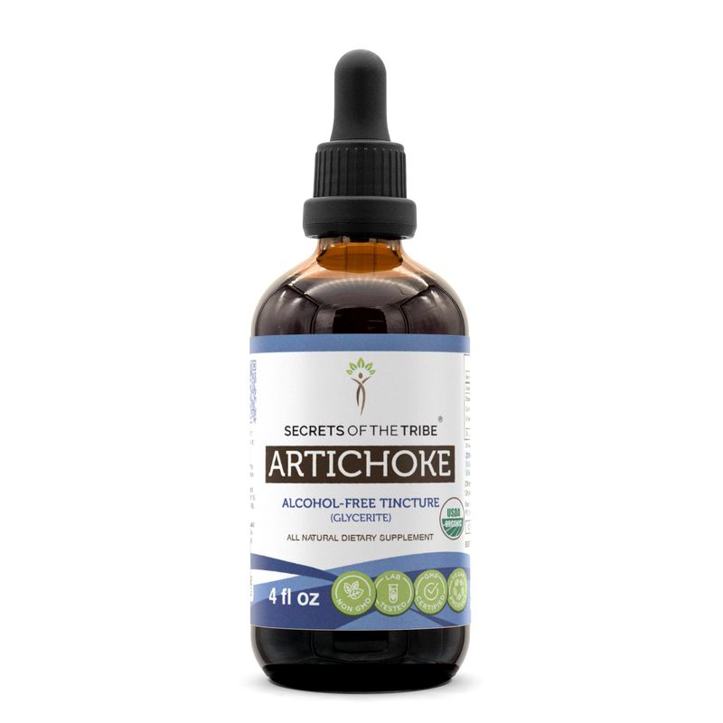 Secrets of the Tribe Artichoke USDA Organic Alcohol-Free Extract, High-Potency Herbal Drops Made from 100 Certified Organic Artichoke Cynara scolymus Dried Leaf 4 oz