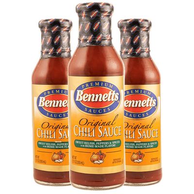 Bennett&#39;s Original Chili Sauce, 12 oz Bottle, Pack of 3, Classic Homemade Taste, Kosher Pantry Staple, Sweet and Spicy Sauce for Meatloaf, Sloppy Joes, Burgers, Grilling, and More