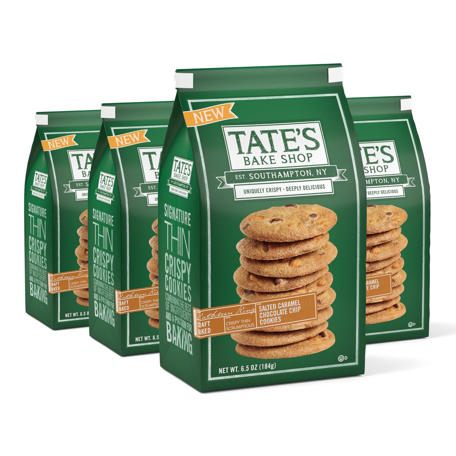 Tate&#39;s Bake Shop Salted Caramel Chocolate Chip Cookies 4 - 6.5 oz Bags