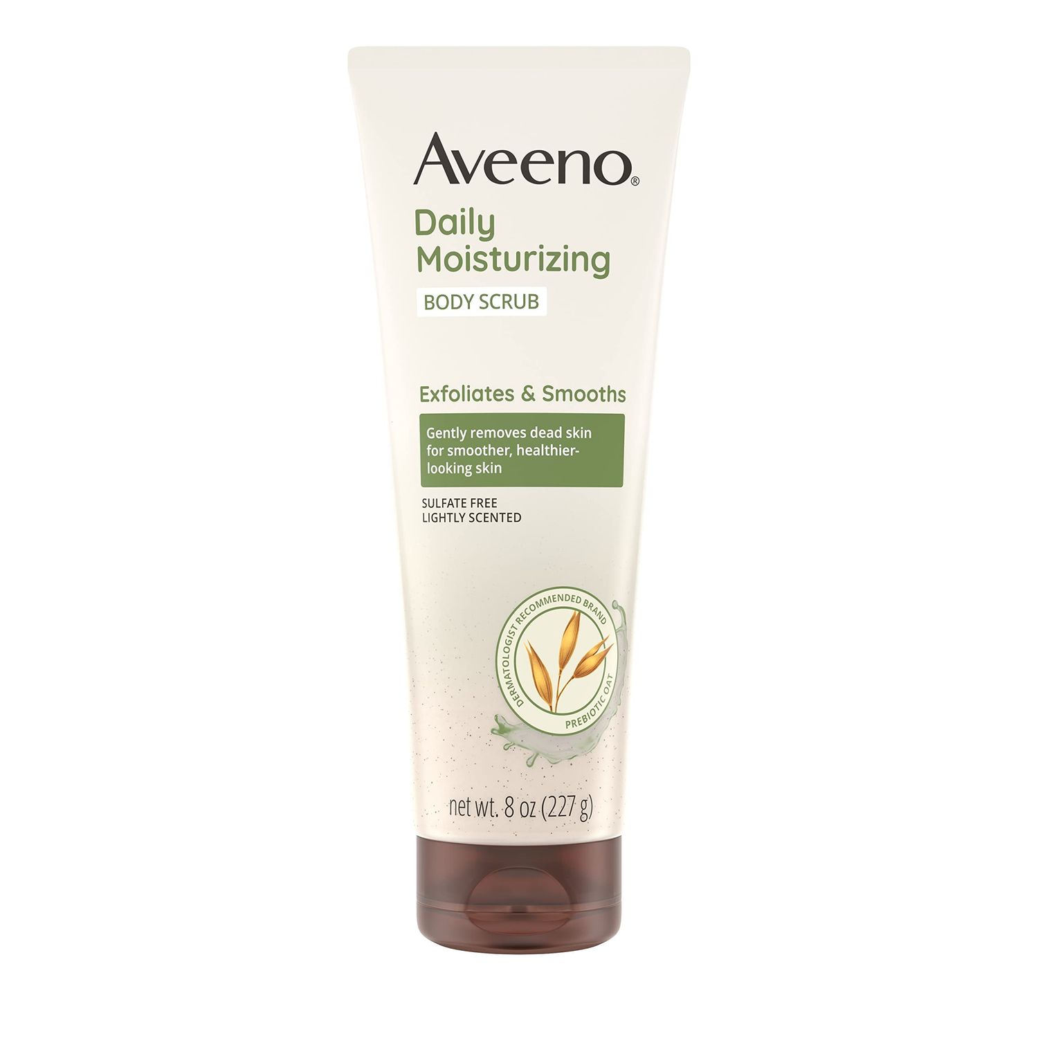 Aveeno Daily Moisturizing Body Scrub, Exfoliating Body Wash for Smoother, Healthier Looking Skin, Soothing Prebiotic Oat Formula, Sulfate-Free, Soap-Free &amp; Dye-Free, 8 oz