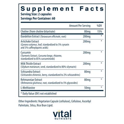 Vital Nutrients Liver Support Milk Thistle and Curcumin Vegan Supplement Herbal Combination to Support Healthy Liver Function Gluten, Dairy and Soy Free 120 Capsules