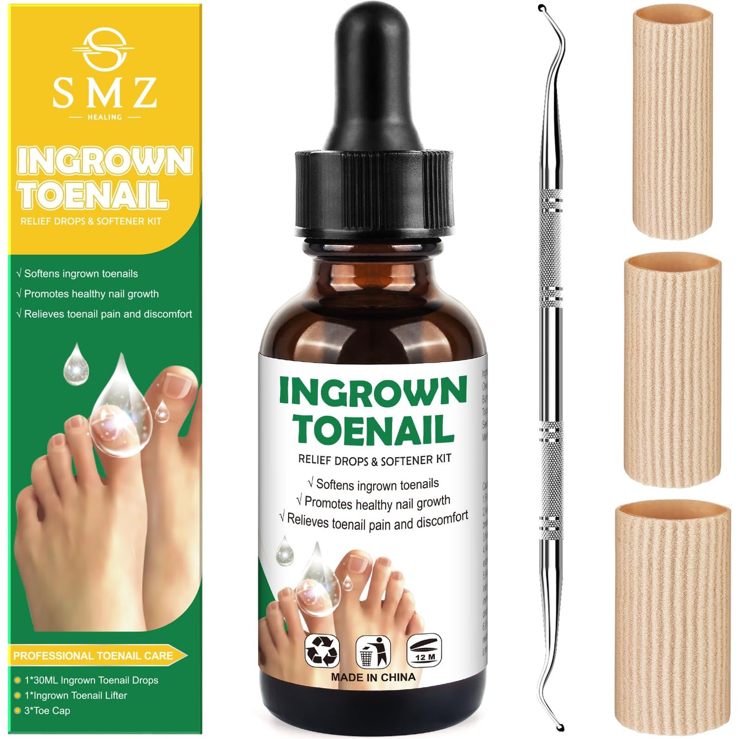 Ingrown Toenail Treatment: Ingrown Toenail Tool for Men Women - Ingrown Toenail Removal Kit - Ingrown Toenail Corrector Drops - Ingrown Toenail Remover - Effective Solution for Ingrown Toenails - 30ml