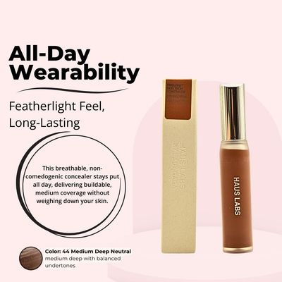 Haus Labs Triclone Skin Tech Hydrating Concealer - 44 Medium Deep Neutral, Buildable Coverage, De-Puffing, Blurs &amp; Brightens with Niacinamide &amp; Arnica