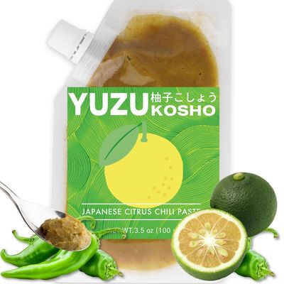 Green Yuzu Kosho - Japanese Citrus Chili Condiment, Vegan, No Additives, 3.5 oz 100g, Spicy Umami Seasoning