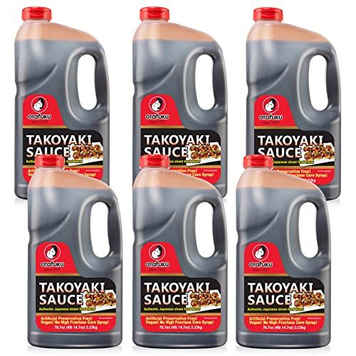Otafuku Takoyaki Sauce for Japanese Grilled Takoyaki Octopus Balls, Restaurant Bulk Size 12 Gallon 6 Pack