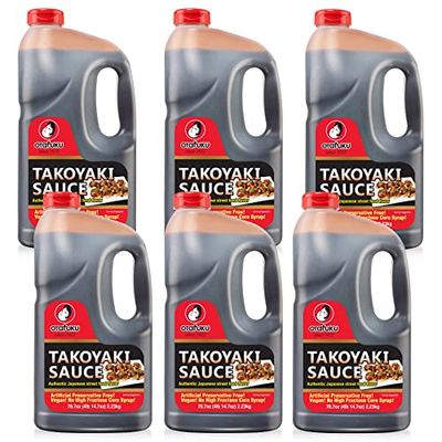 Otafuku Takoyaki Sauce for Japanese Grilled Takoyaki Octopus Balls, Restaurant Bulk Size 12 Gallon 6 Pack