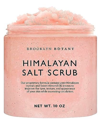 Brooklyn Botany Himalayan Salt Body Scrub - Moisturizing and Exfoliating Body, Face, Hand, Foot Scrub - Fights Stretch Marks, Fine Lines, Wrinkles - Great Gifts for Women &amp; Men - 10 oz