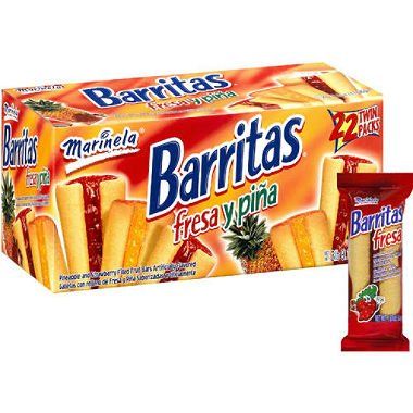 Marinela Barritas Strawberry and Pineapple Filled Cookies - 22 Packs 2 pieces each