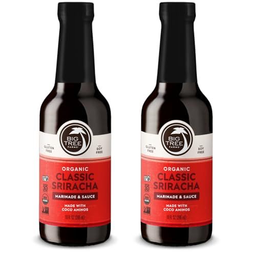Big Tree Farms Organic Coco Aminos - Liquid Coconut Aminos, Soy-Free Sauce, Low Sodium, Soy Alternative, Gluten Free, Kosher, Marinade &amp; Sauce, Non-GMO - Classic Sriracha, 10 Fl Oz Pack of 2