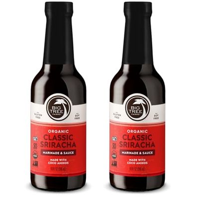 Big Tree Farms Organic Coco Aminos - Liquid Coconut Aminos, Soy-Free Sauce, Low Sodium, Soy Alternative, Gluten Free, Kosher, Marinade &amp; Sauce, Non-GMO - Classic Sriracha, 10 Fl Oz Pack of 2