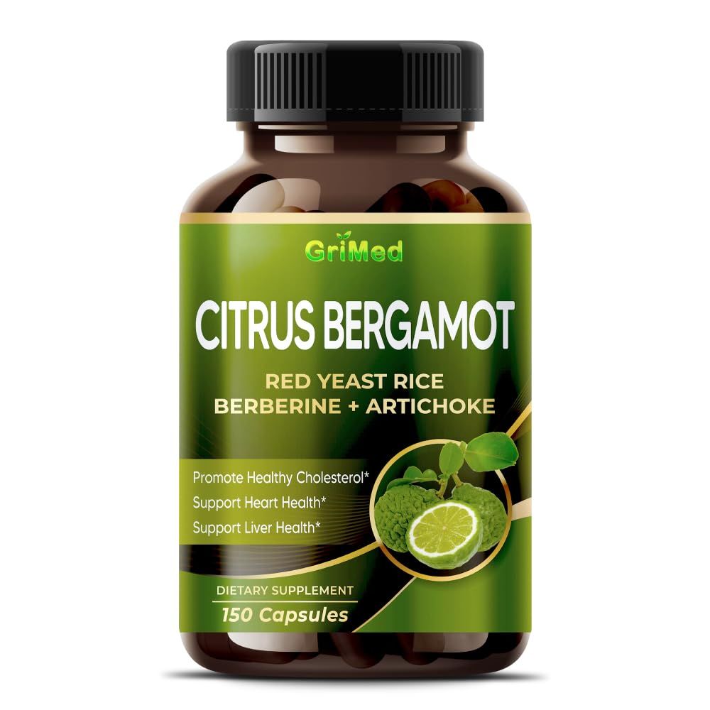 Citrus Bergamot 50:1 Extract 20,400mg with Red Yeast Rice, Garlic, Artichoke for Healthy Cholesterol, Heart Health - Made in The USA 150 Count Pack of 1