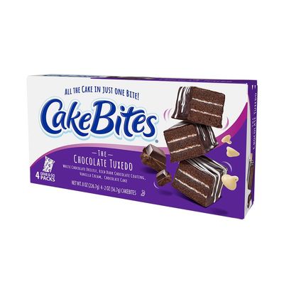 The Original Cakebites by Cookies United, Grab-and-Go Bite-Sized Snack Chocolate Tuxedo, 2 Ounce Pack of 4