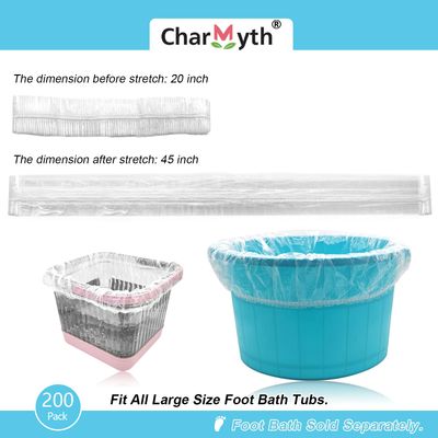 Charmyth Pedi Guard Bath Liners 200 Count Disposable Pedicure Liners, Spa Footsie Clear Pedi Guard Bath Liners for Foot Bath Spa Massage Thick Elastic 2XL