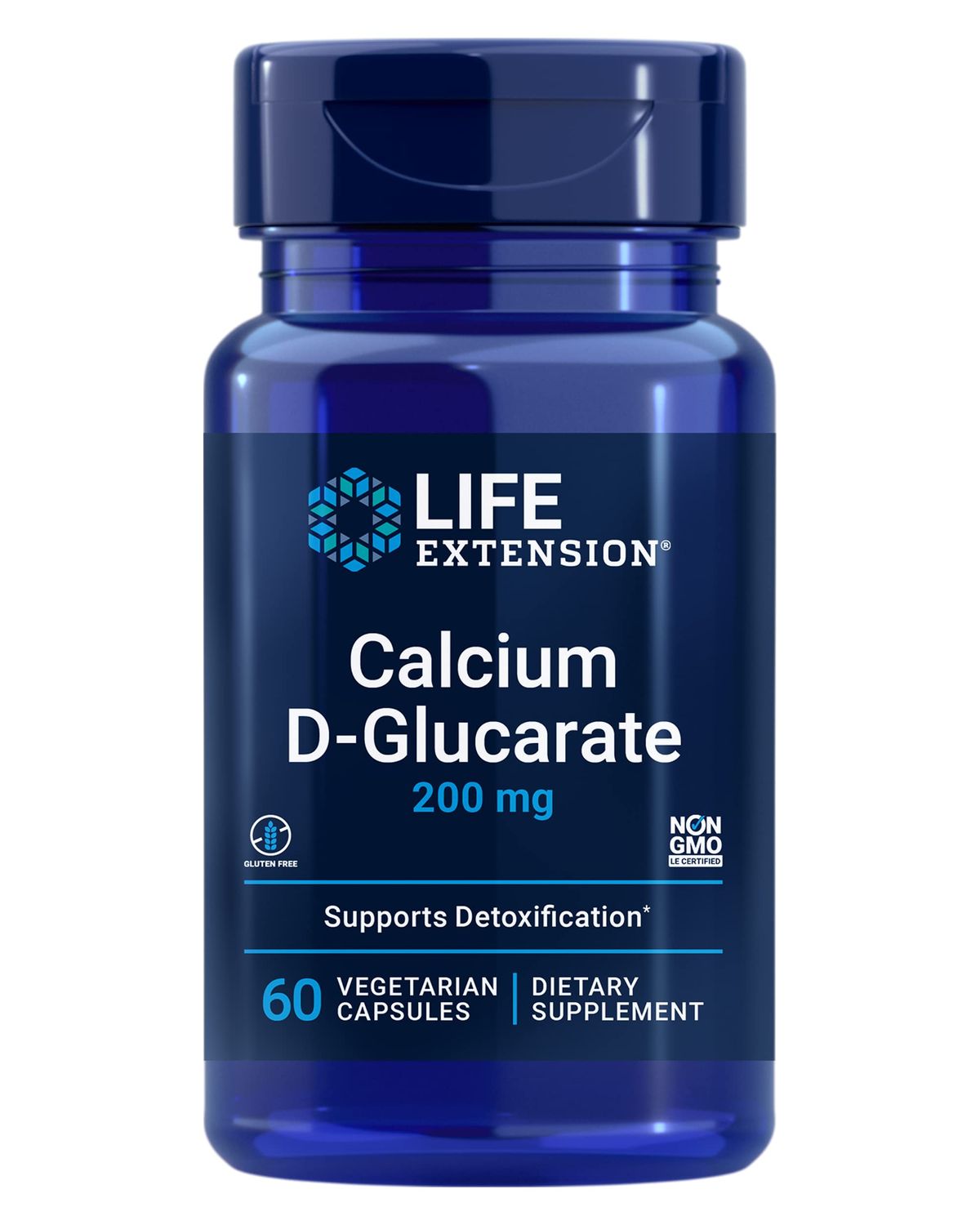Life Extension Calcium D-Glucarate, 200 mg - Supports Detoxification, Helps Flush Out Unwanted Compounds - Gluten-Free, Non-GMO, Vegetarian - 60 Capsules