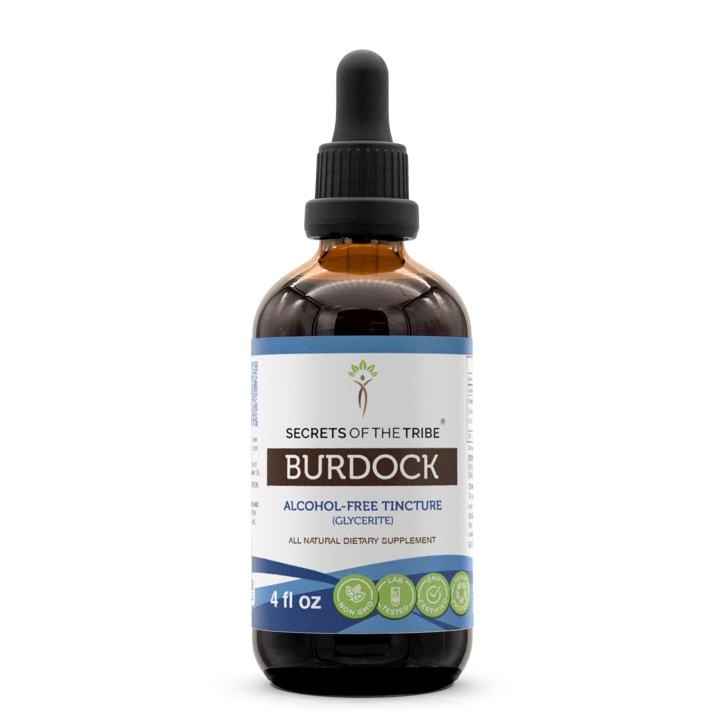 Secrets of the Tribe Burdock Alcohol-Free Tincture Extract, Burdock Arctium Lappa Dried Root 4 fl oz