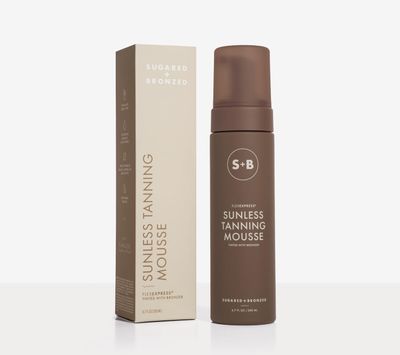SUGARED BRONZED Sunless Tanning Mousse - FlexExpress Formula, Self-Tanner for Body, Lightweight &amp; Non-Greasy, Natural Glow, Paraben Free, Long-Lasting Tan, Quick-Dry, Suits All Skin Types 6 Fl Oz