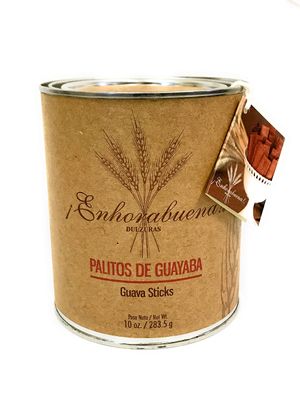 EDUPET ENHORABUENA - Artisanal Guava Stick Cookies - Made with Real Guava by Enhorabuena Dulzura in Puerto Rico - 10 oz Tin Can