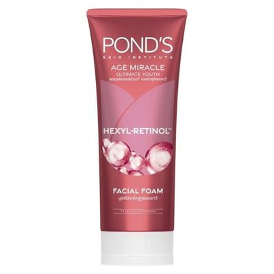 Pond&#39;s Age Miracle Ultimate Youth Facial Foam Cleanser with Hexyl Retinol 90g. for for Radiant and Youthful Skin, come with A Cleanze Hypo-Allergenic Hand Sanitizer Wipe is included as a Compliment.