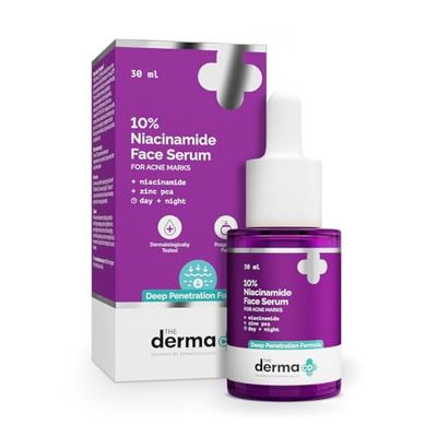 The Derma Co 10 Niacinamide Face Serum for Acne Marks Helps Reduce Spots, Scars &amp; Breakouts Controls Oil &amp; Sebum Damage Repair Formula 1.01 Fl Oz30ml