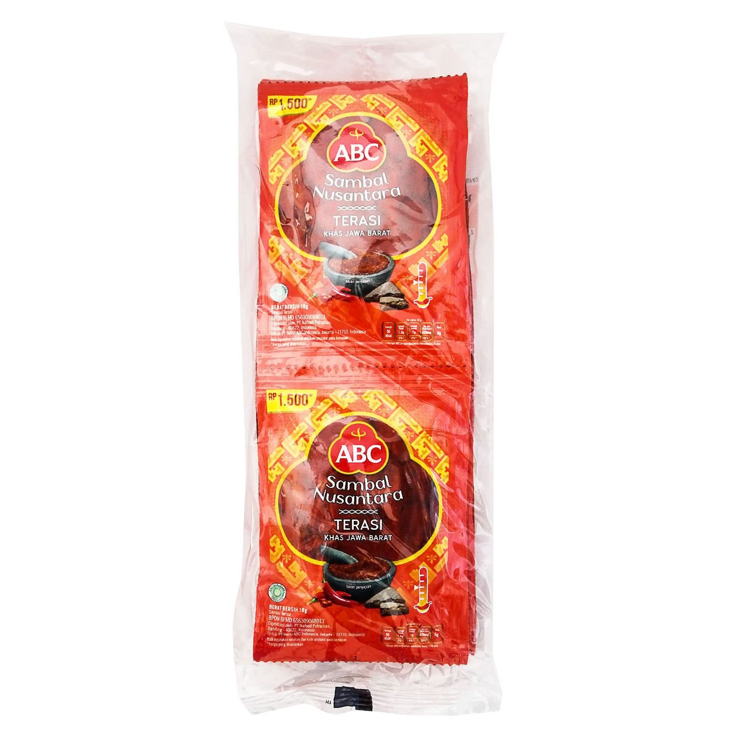 ABC Sambal Terasi - Prawn Chili Paste, 230 Gram 10 sachets 23 gram