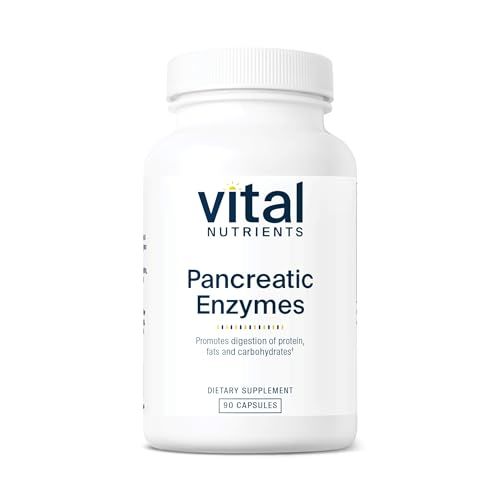 Vital Nutrients Pancreatic Enzymes 1000mg Full Strength Pancreatin Digestion Supplement with Protease, Amylase &amp; Lipase Digestive Enzymes Gluten, Dairy, and Soy Free 90 Capsules