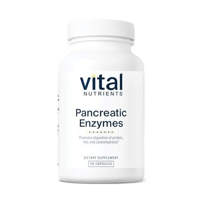 Vital Nutrients Pancreatic Enzymes 1000mg Full Strength Pancreatin Digestion Supplement with Protease, Amylase &amp; Lipase Digestive Enzymes Gluten, Dairy, and Soy Free 90 Capsules