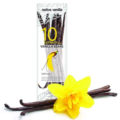 10 Tahitian Vanilla Beans - Premium Grade B Whole Vanilla Pods - For Vanilla Extract, Cooking, Baking, &amp; Desserts - Rich, Creamy Flavor - 100 Vegan &amp; Kosher - Non-GMO &amp; Gluten-Free - Native Vanilla